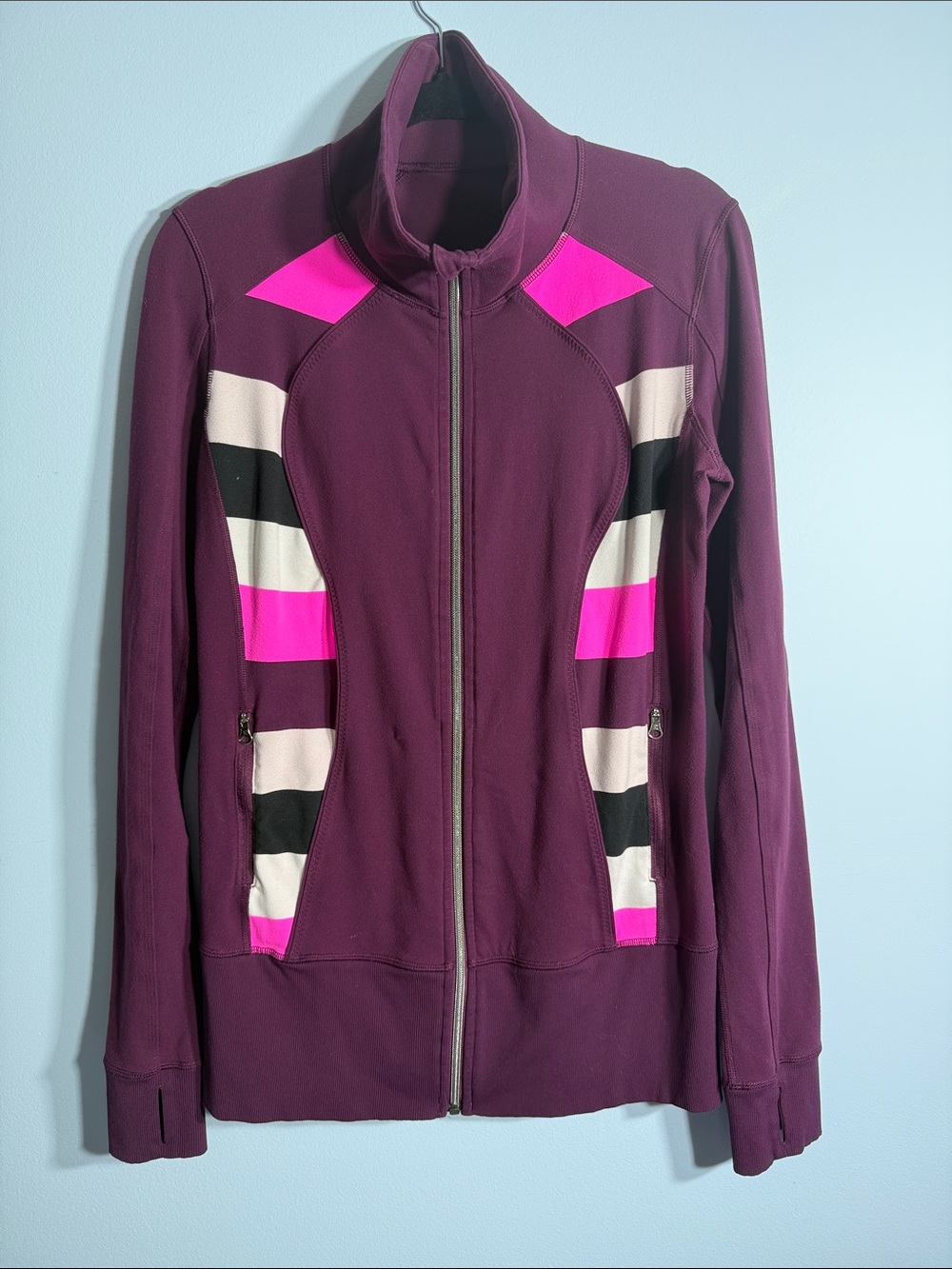 Lululemon Nice Asana Jacket Raspberry POW Stripe  Size 6
